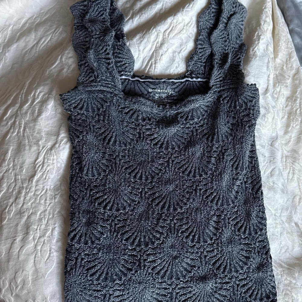 Free People Gray Cropped Embellished Tank Top